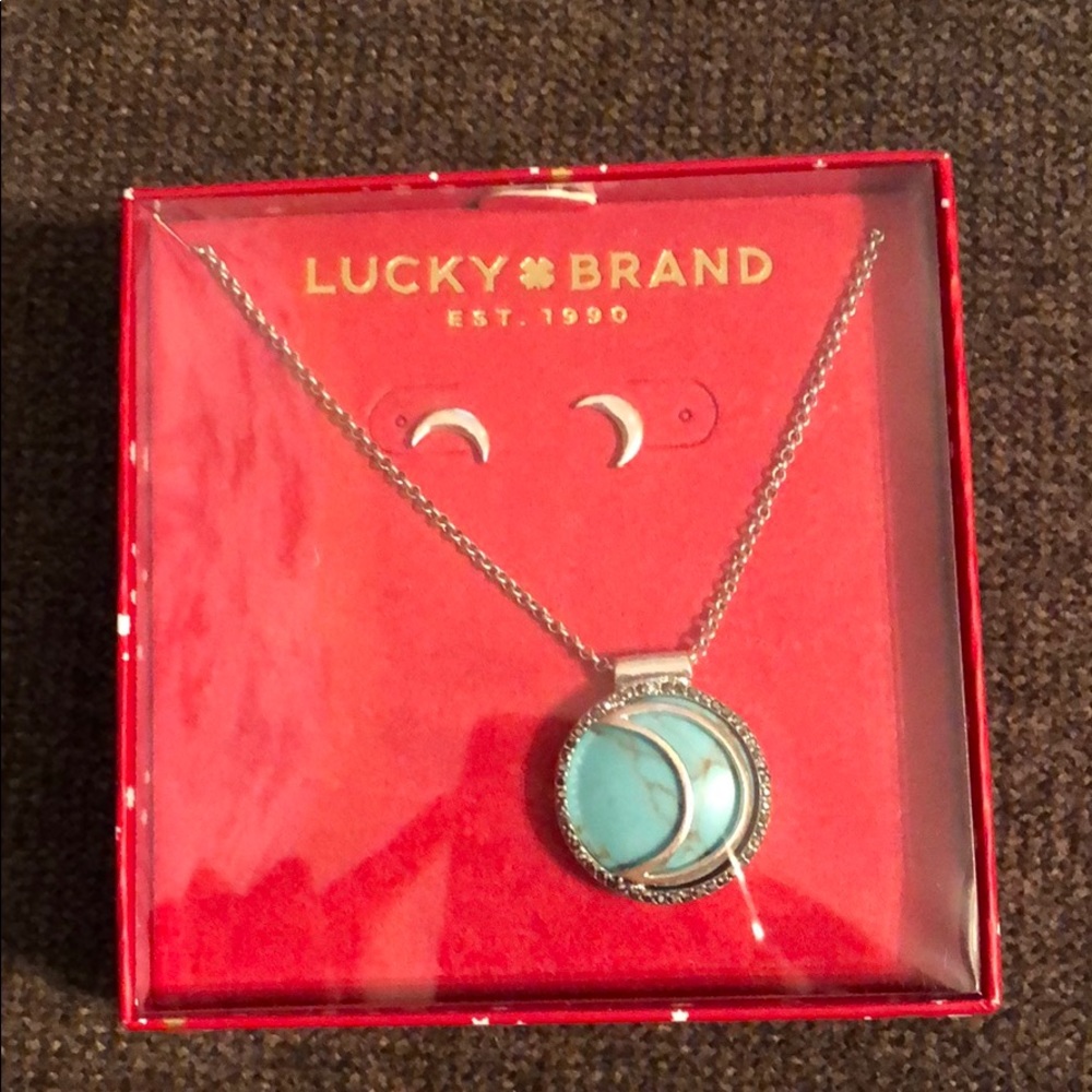 New in box lucky brand moon necklace and earrings